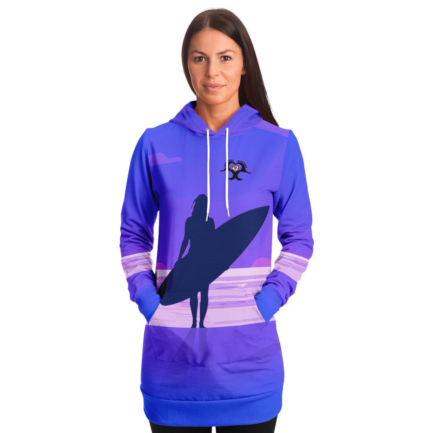 Purple longline surf hoodie