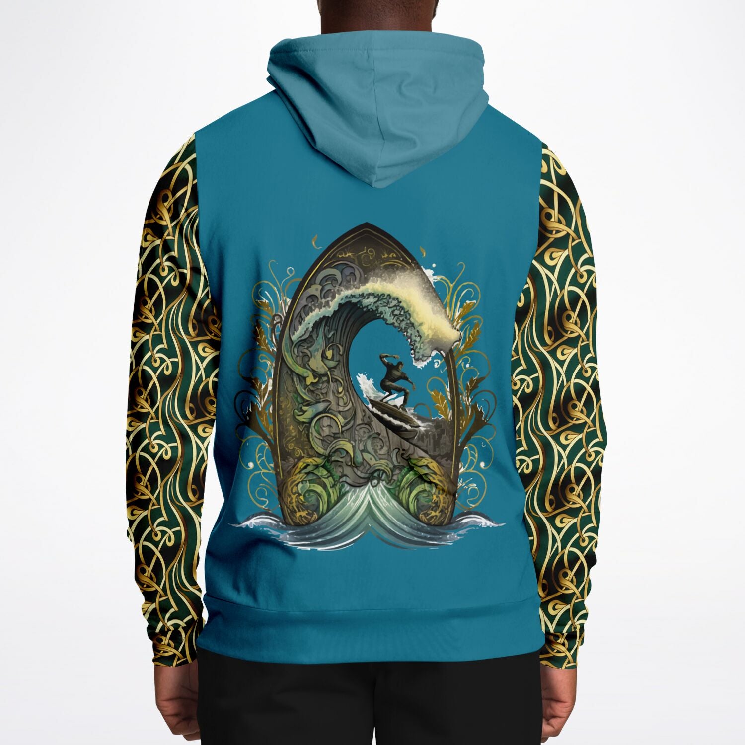 Celtic Surf Hoodie with Surfer Graphic - Catch Waves in Style