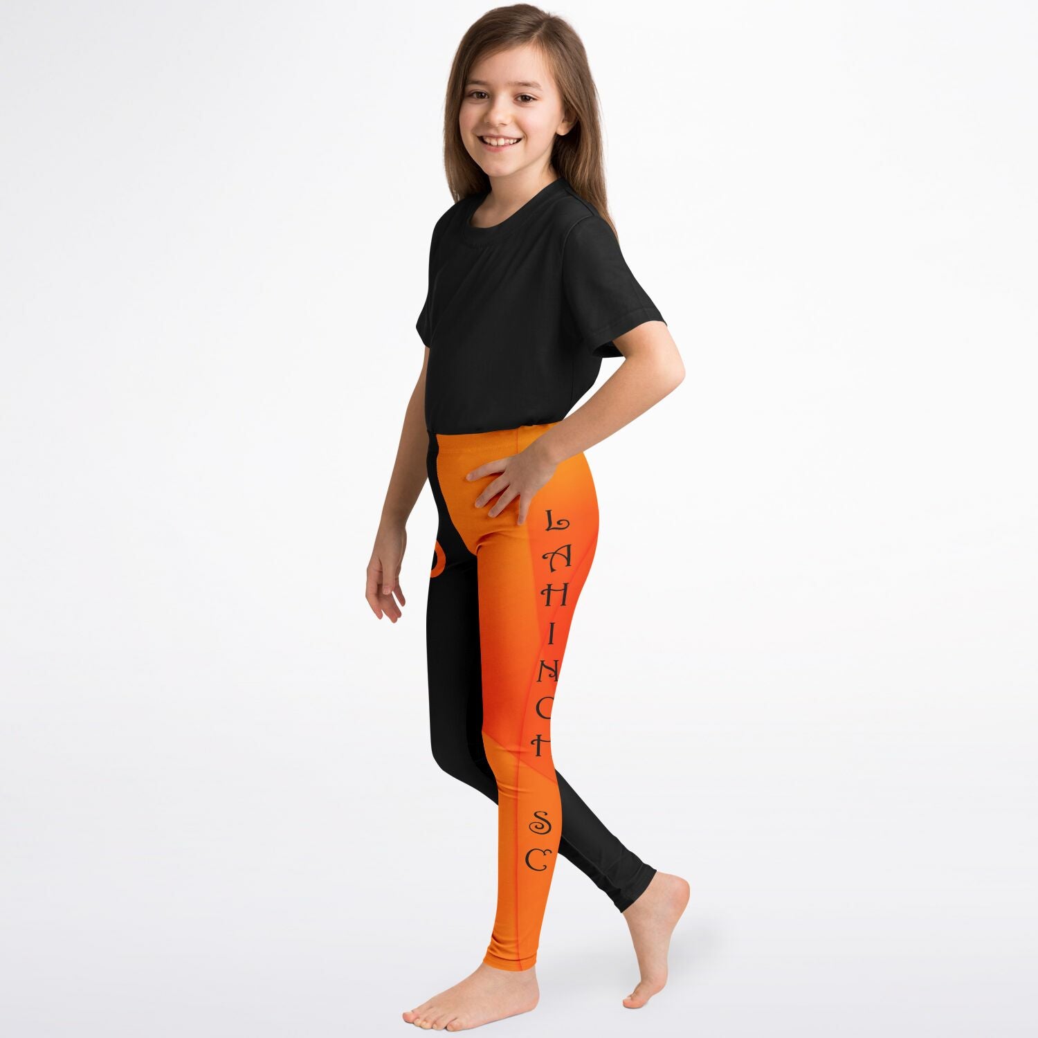 kids leggings black & orange