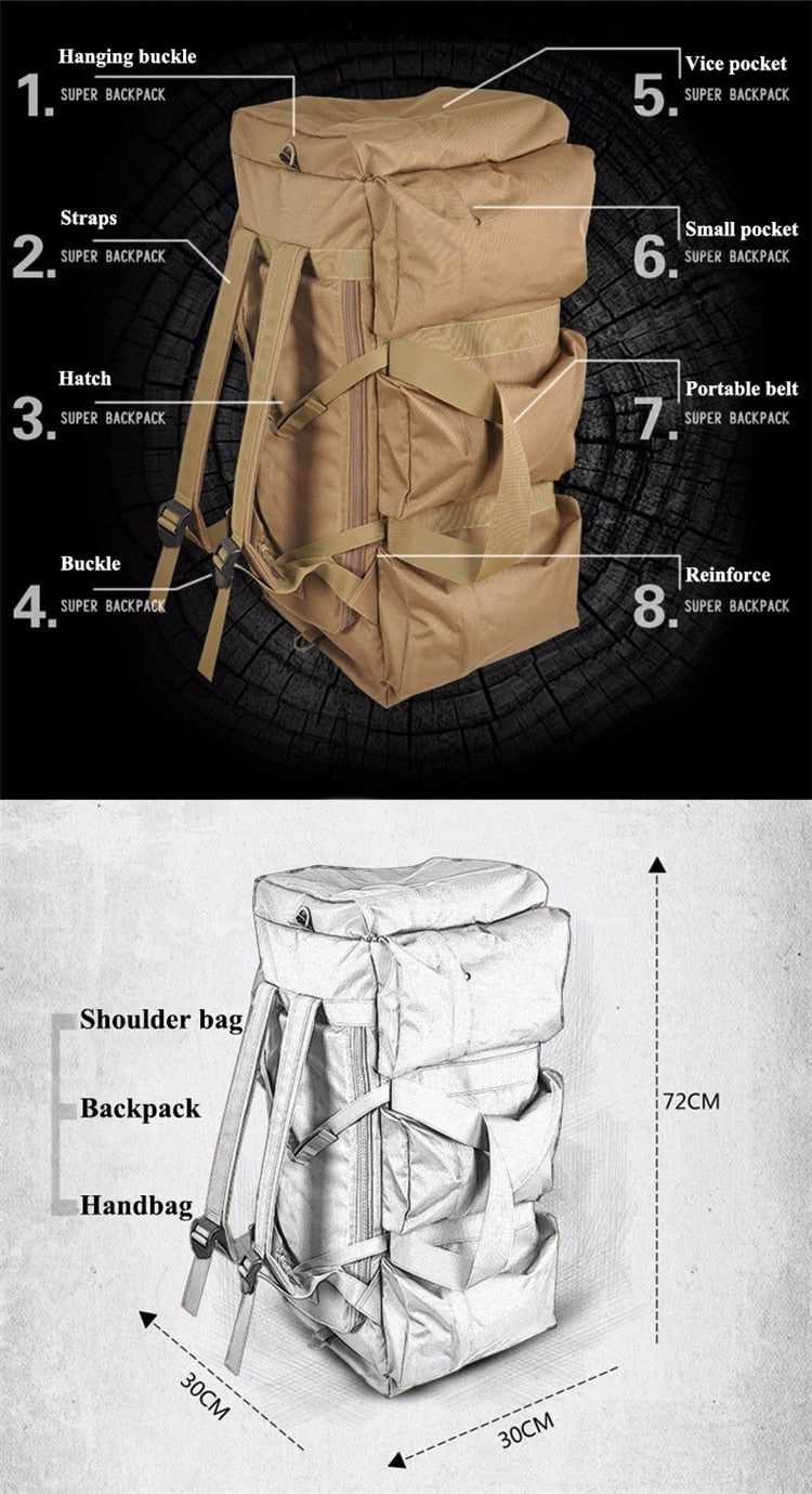70L large Capacity Bag Military Tactical Backpack