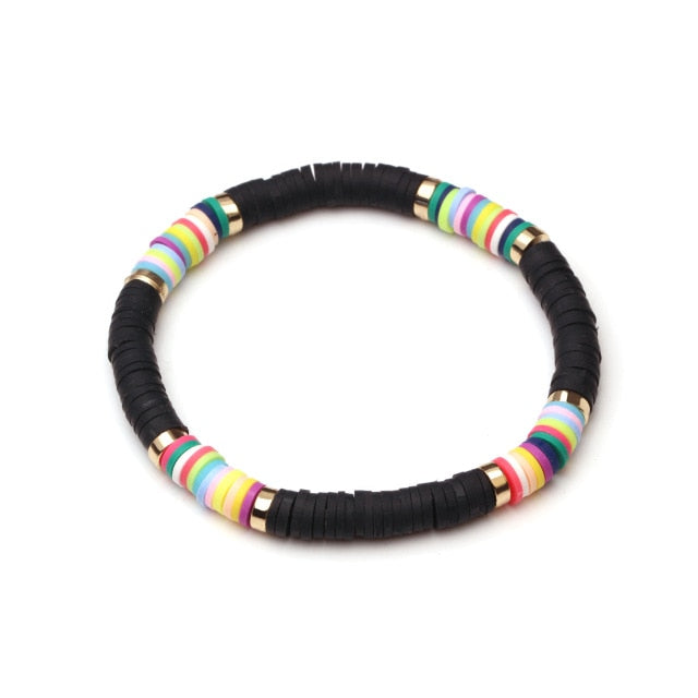 Clay Disc Beads  Stretch Bracelet