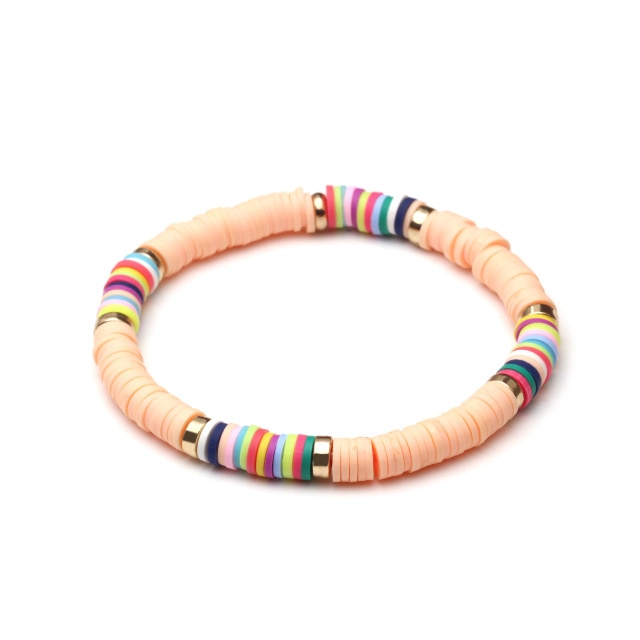 Clay Disc Beads  Stretch Bracelet