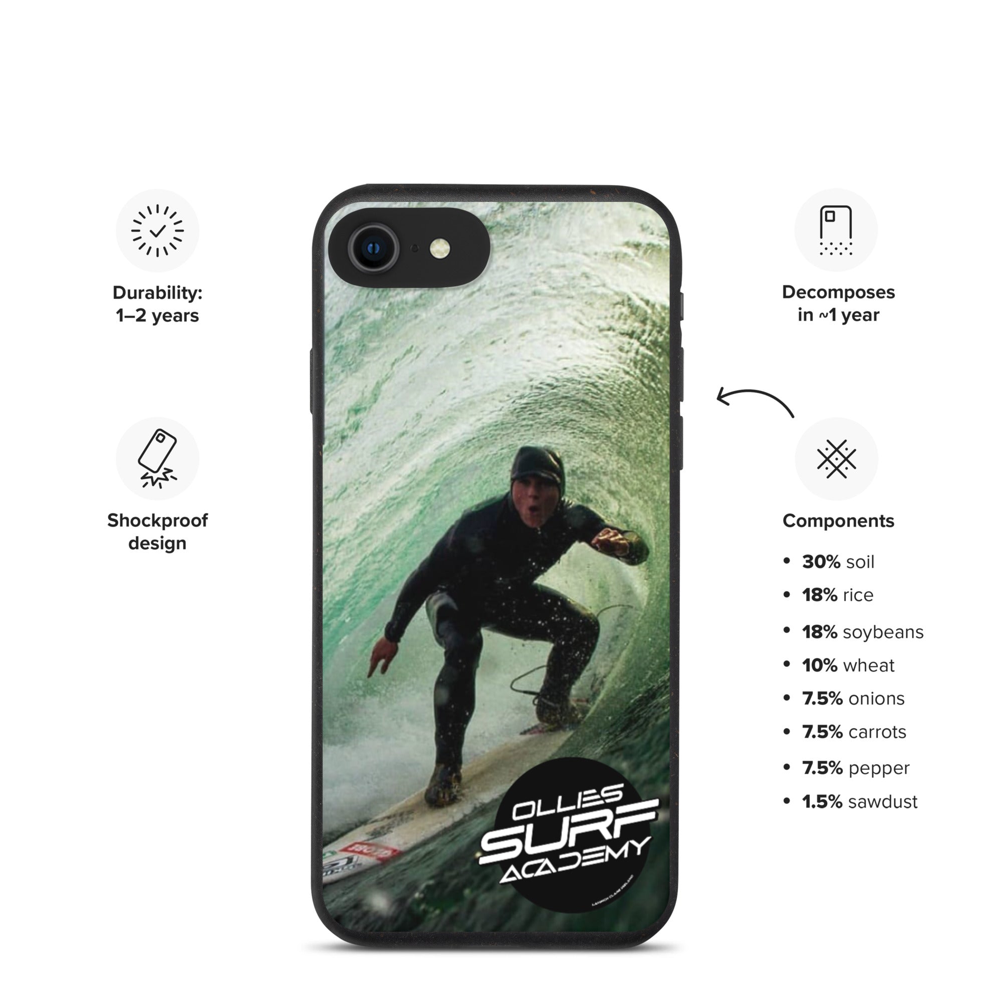 Ollies Surf Academy iPhone case